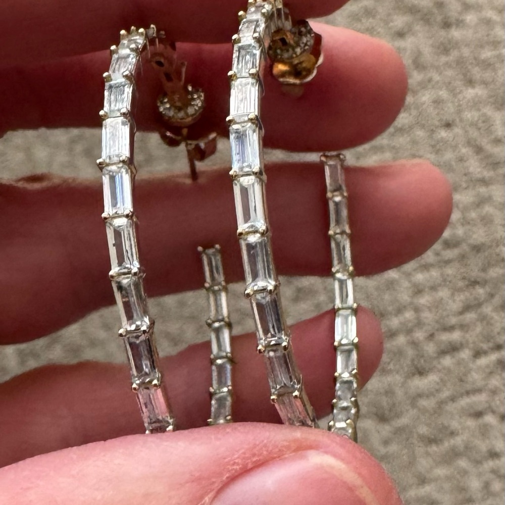 Adornmonde 14 k gold plated with cubic zirconia baguettes